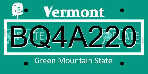 BQ4A220 Vermont License Plate