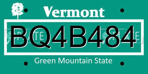 BQ4B484 Vermont License Plate