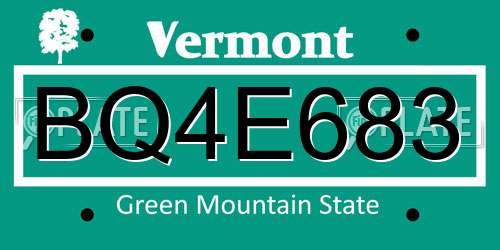 BQ4E683 Vermont License Plate