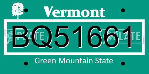 BQ51661 Vermont License Plate
