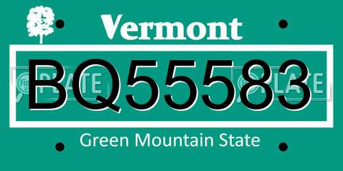 BQ55583 Vermont License Plate