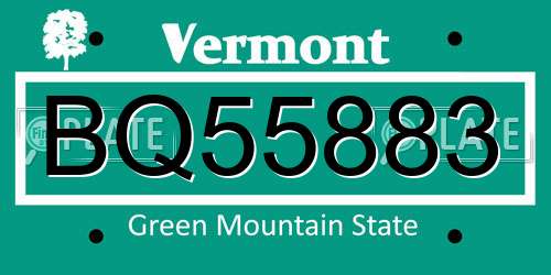 BQ55883 Vermont License Plate