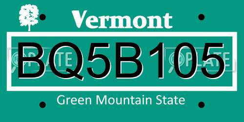 BQ5B105 Vermont License Plate