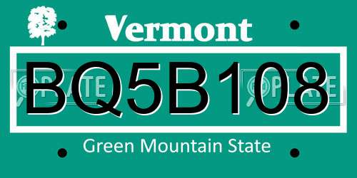 BQ5B108 Vermont License Plate