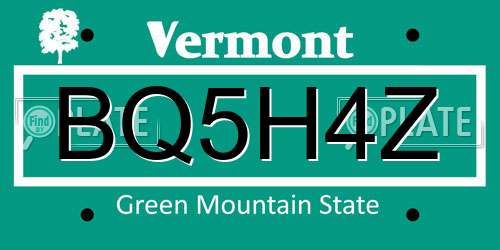 BQ5H4Z Vermont License Plate
