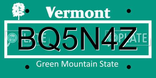 BQ5N4Z Vermont License Plate