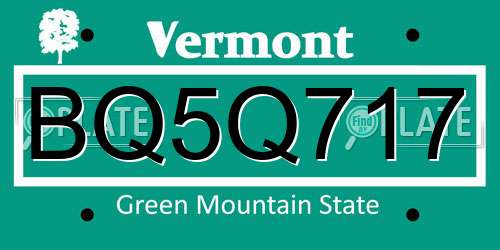 BQ5Q717 Vermont License Plate