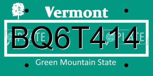 BQ6T414 Vermont License Plate