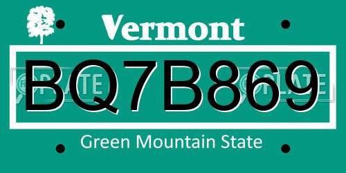 BQ7B869 Vermont License Plate