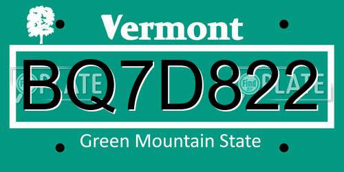 BQ7D822 Vermont License Plate