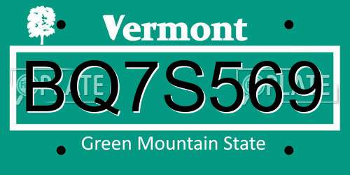 BQ7S569 Vermont License Plate