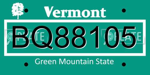 BQ88105 Vermont License Plate