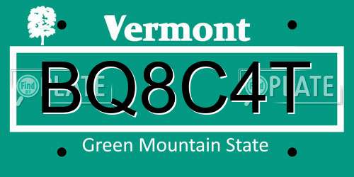 BQ8C4T Vermont License Plate