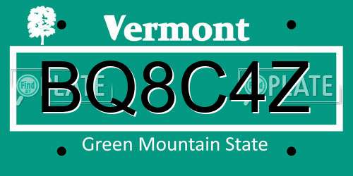 BQ8C4Z Vermont License Plate