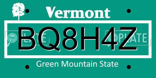 BQ8H4Z Vermont License Plate