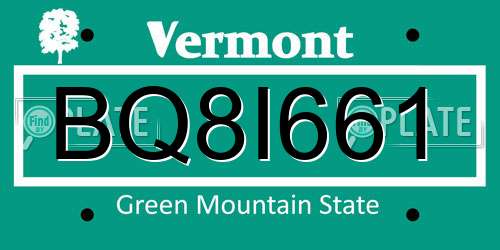 BQ8I661 Vermont License Plate