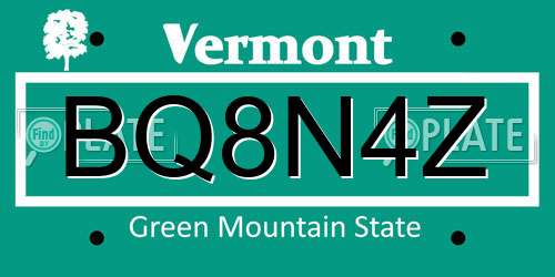 BQ8N4Z Vermont License Plate