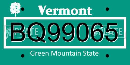 BQ99065 Vermont License Plate