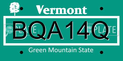 BQA14Q Vermont License Plate
