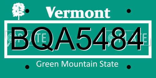 BQA5484 Vermont License Plate