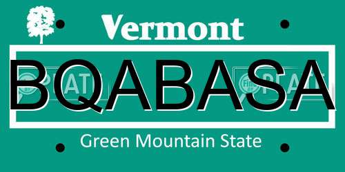 BQABASA Vermont License Plate