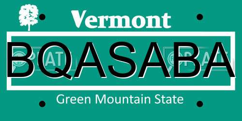 BQASABA Vermont License Plate