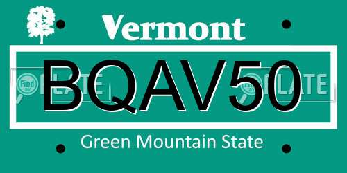 BQAV50 Vermont License Plate