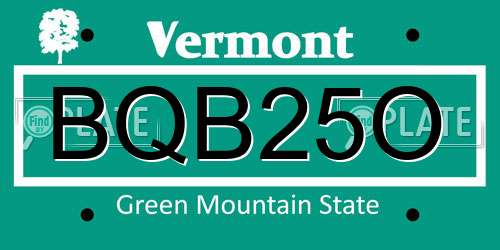 BQB25O Vermont License Plate