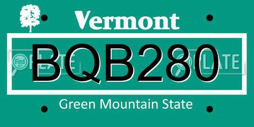 BQB280 Vermont License Plate