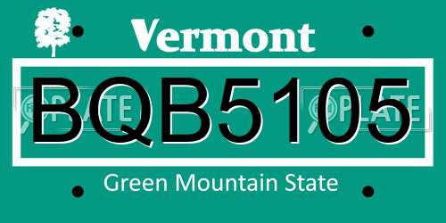 BQB5105 Vermont License Plate