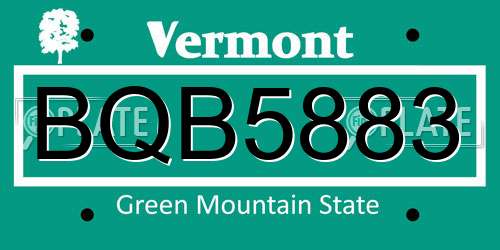 BQB5883 Vermont License Plate