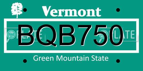 BQB750 Vermont License Plate