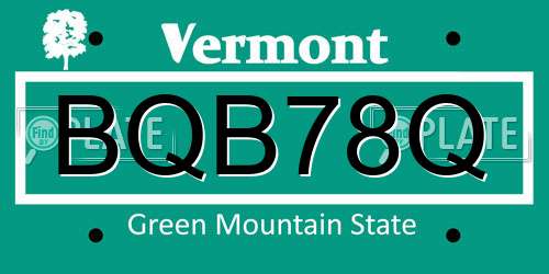 BQB78Q Vermont License Plate