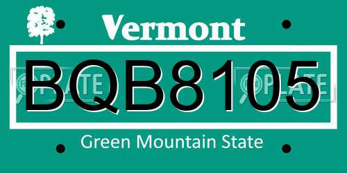 BQB8105 Vermont License Plate