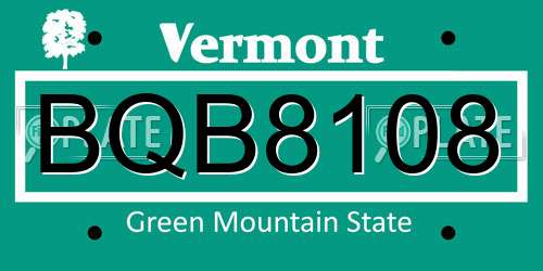 BQB8108 Vermont License Plate