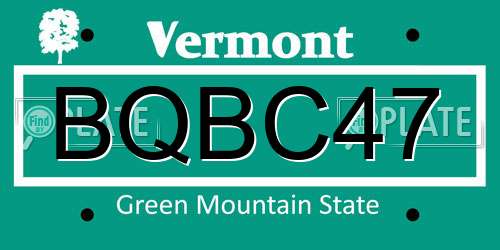 BQBC47 Vermont License Plate