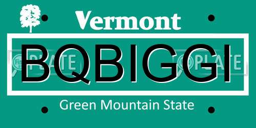 BQBIGGI Vermont License Plate