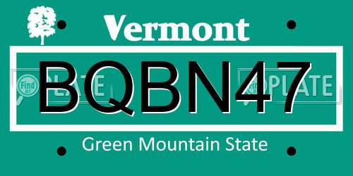 BQBN47 Vermont License Plate
