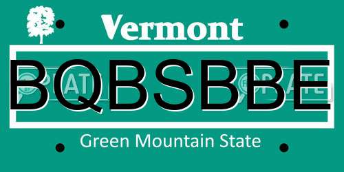 BQBSBBE Vermont License Plate