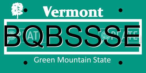 BQBSSSE Vermont License Plate