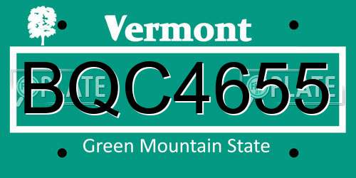 BQC4655 Vermont License Plate