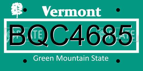 BQC4685 Vermont License Plate