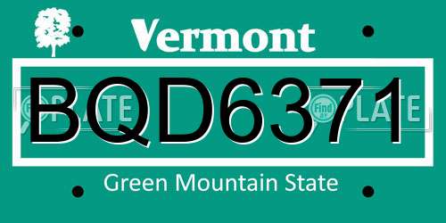 BQD6371 Vermont License Plate
