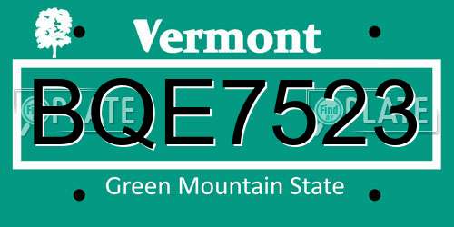 BQE7523 Vermont License Plate