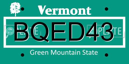 BQED43 Vermont License Plate