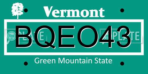 BQEO43 Vermont License Plate