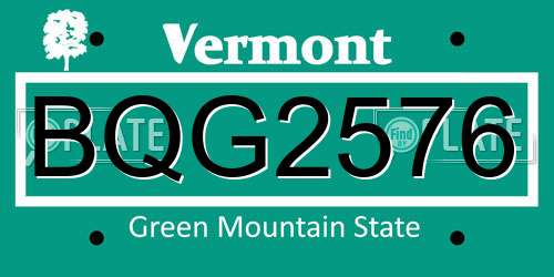 BQG2576 Vermont License Plate