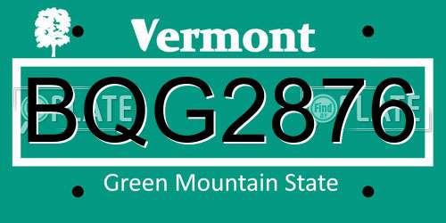 BQG2876 Vermont License Plate