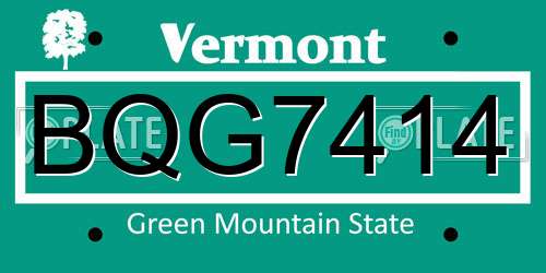 BQG7414 Vermont License Plate