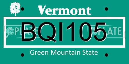 BQI105 Vermont License Plate